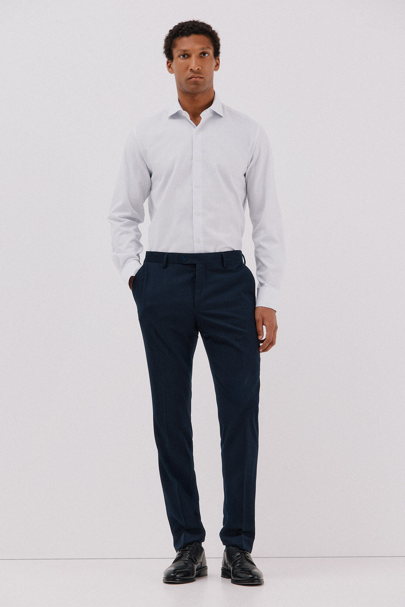 Cortefiel Easy-iron checked dress shirt Printed white