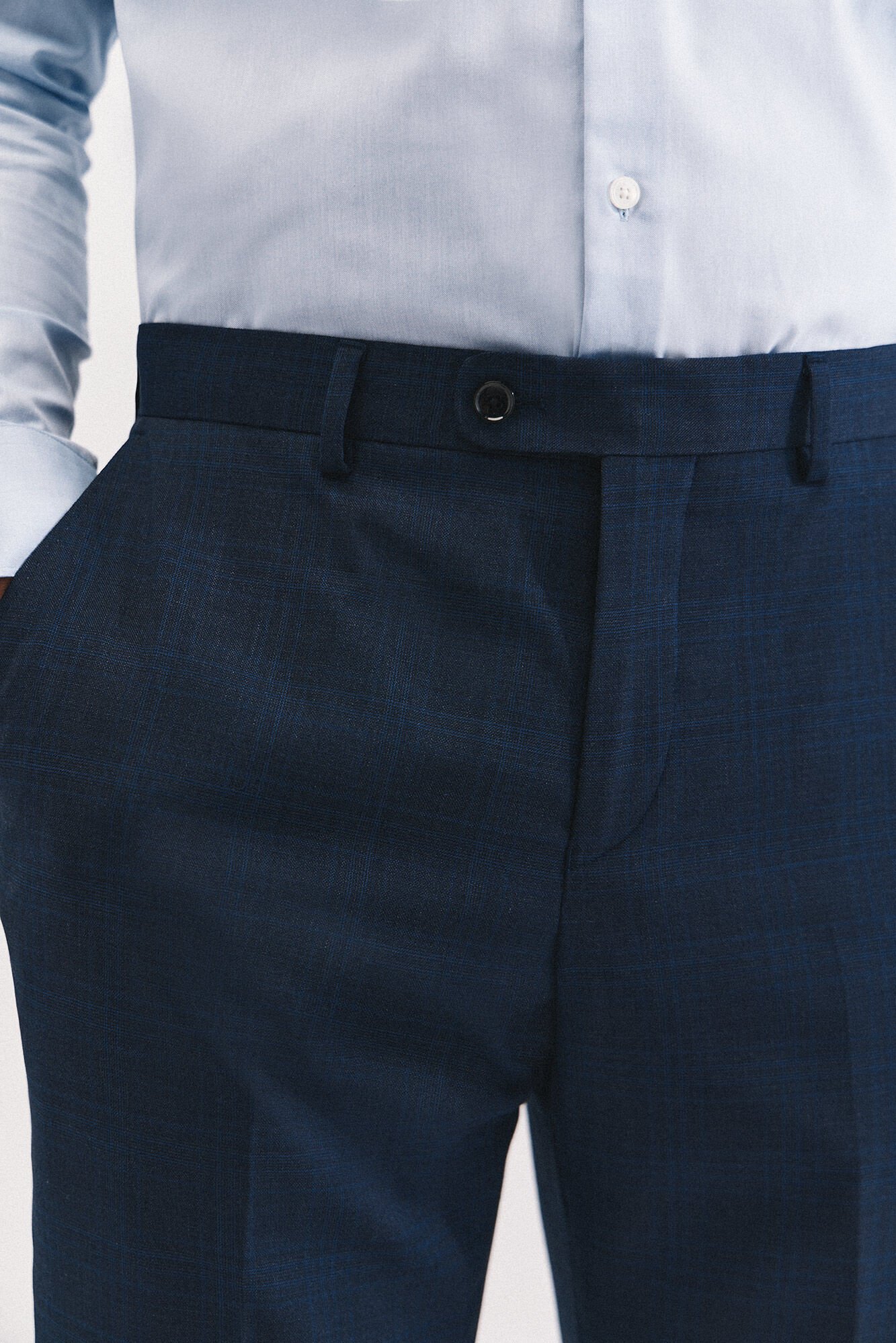 Cortefiel Cal&ccedil;a xadrez azul slim fit Azul