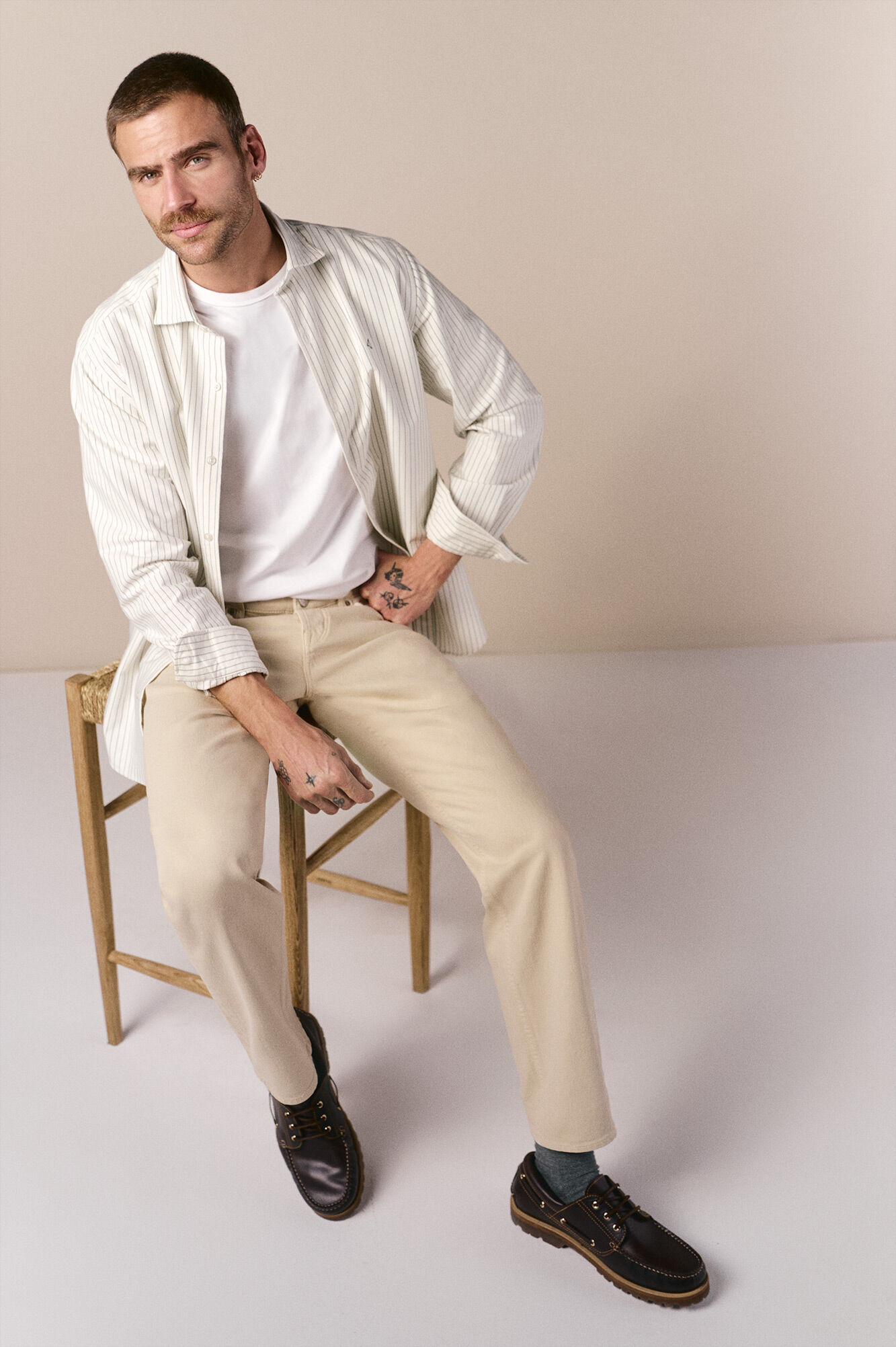 OOTO Oxford striped long sleeve shirt Green