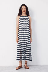 Cortefiel Structured halterneck dress Printed blue