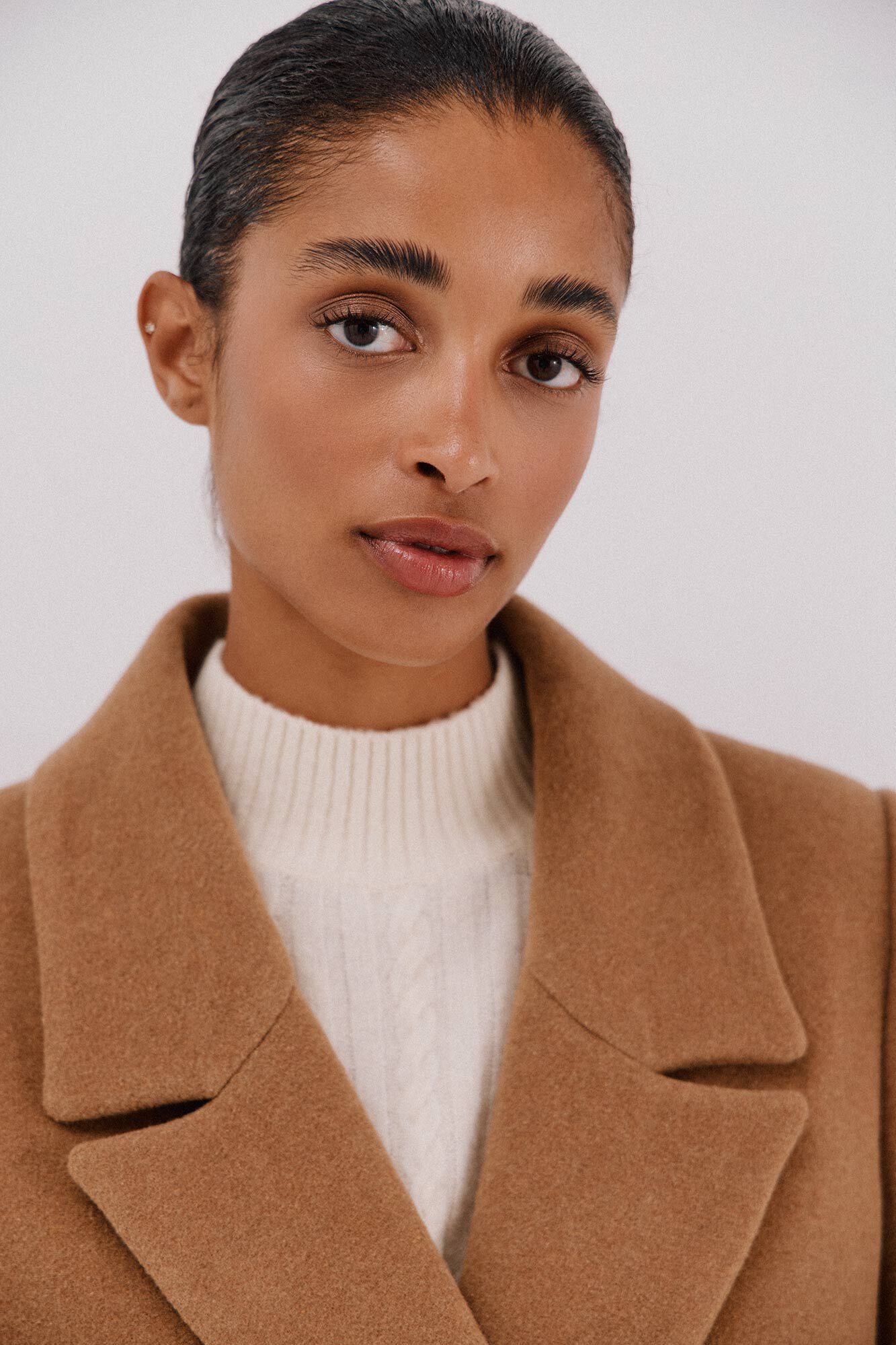 Cortefiel Long coat Italian fabric Beige