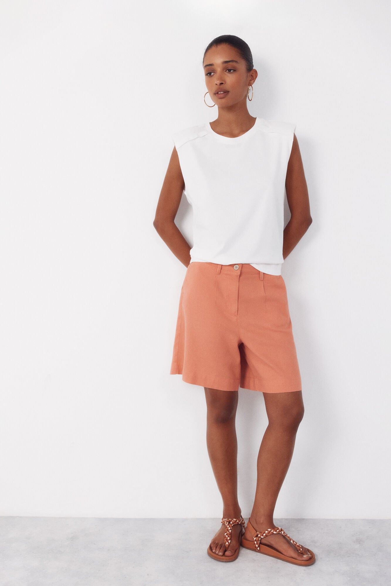 Cortefiel Plain linen bermuda shorts
