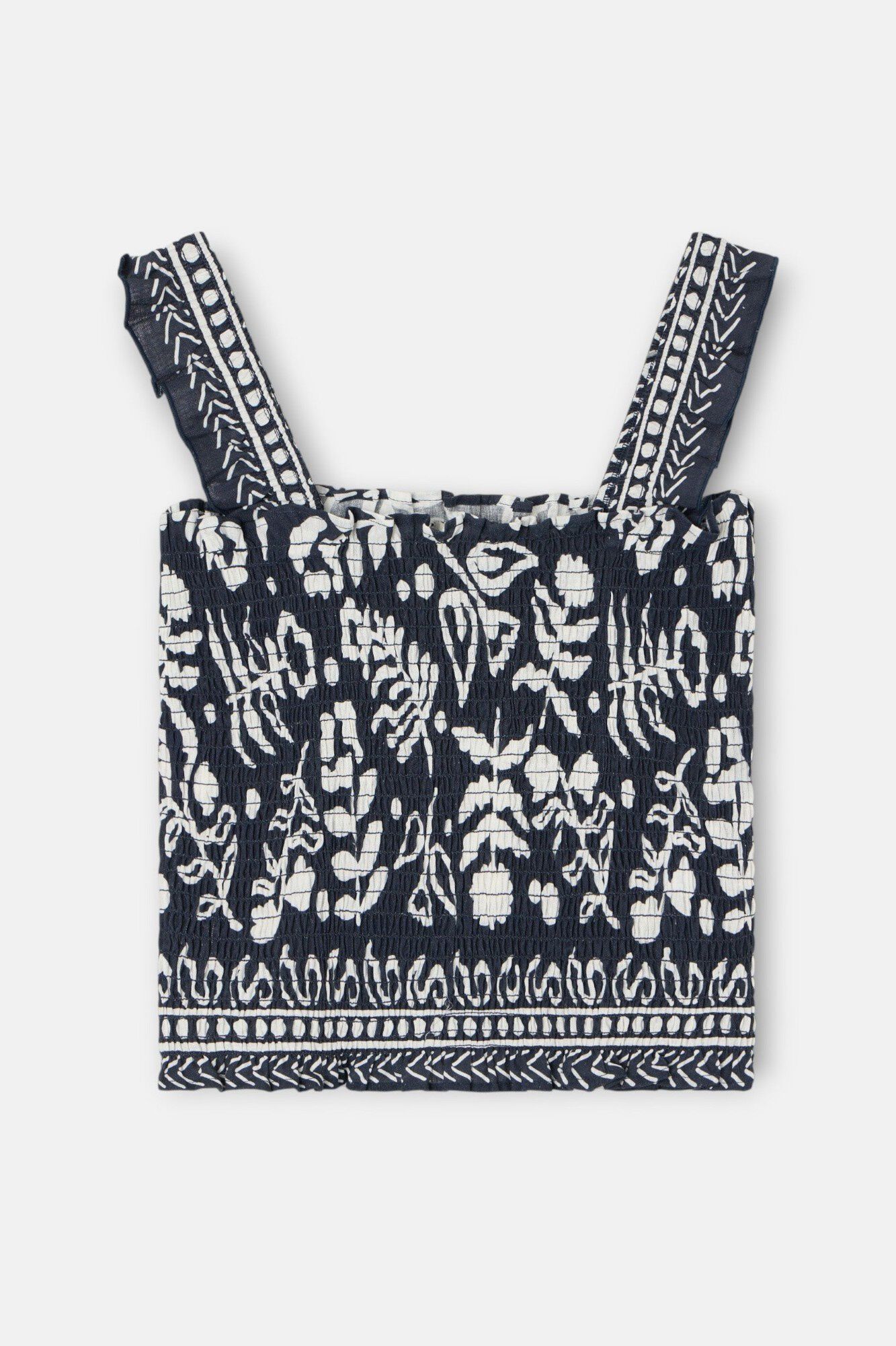 Silbon Top palabra de honor estampado flores Estampado azul