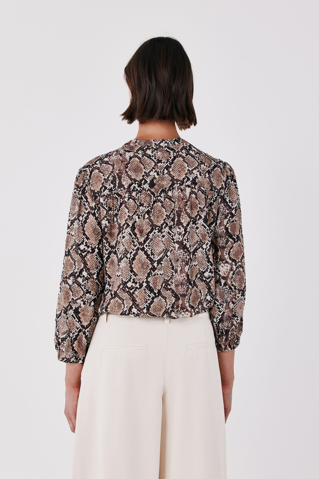 Cortefiel Blusa estampada fluida Tostado