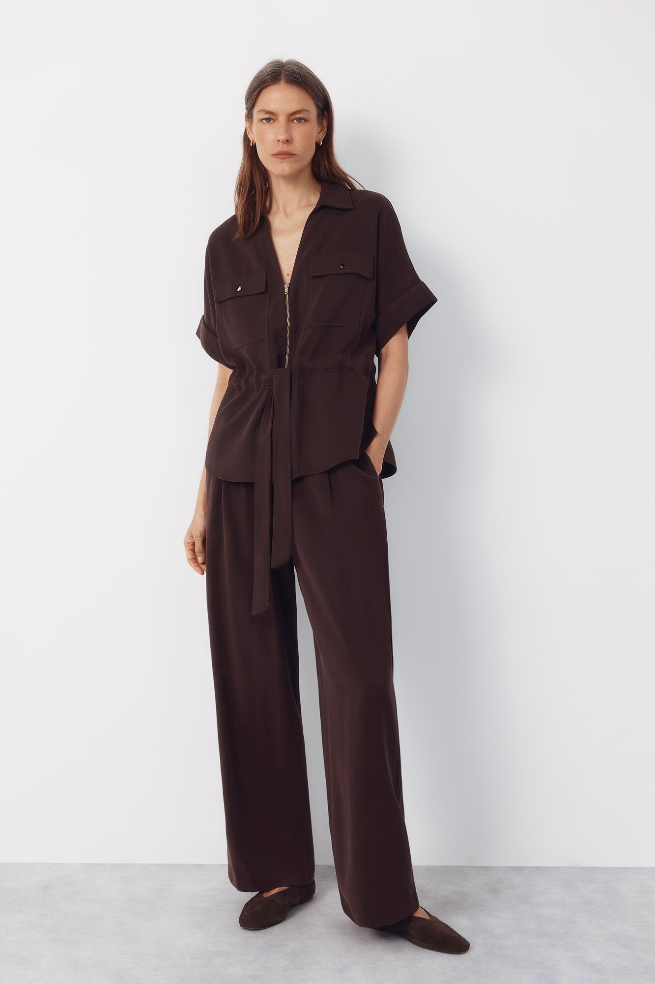 Cortefiel Cal&ccedil;as de tencel com cinto