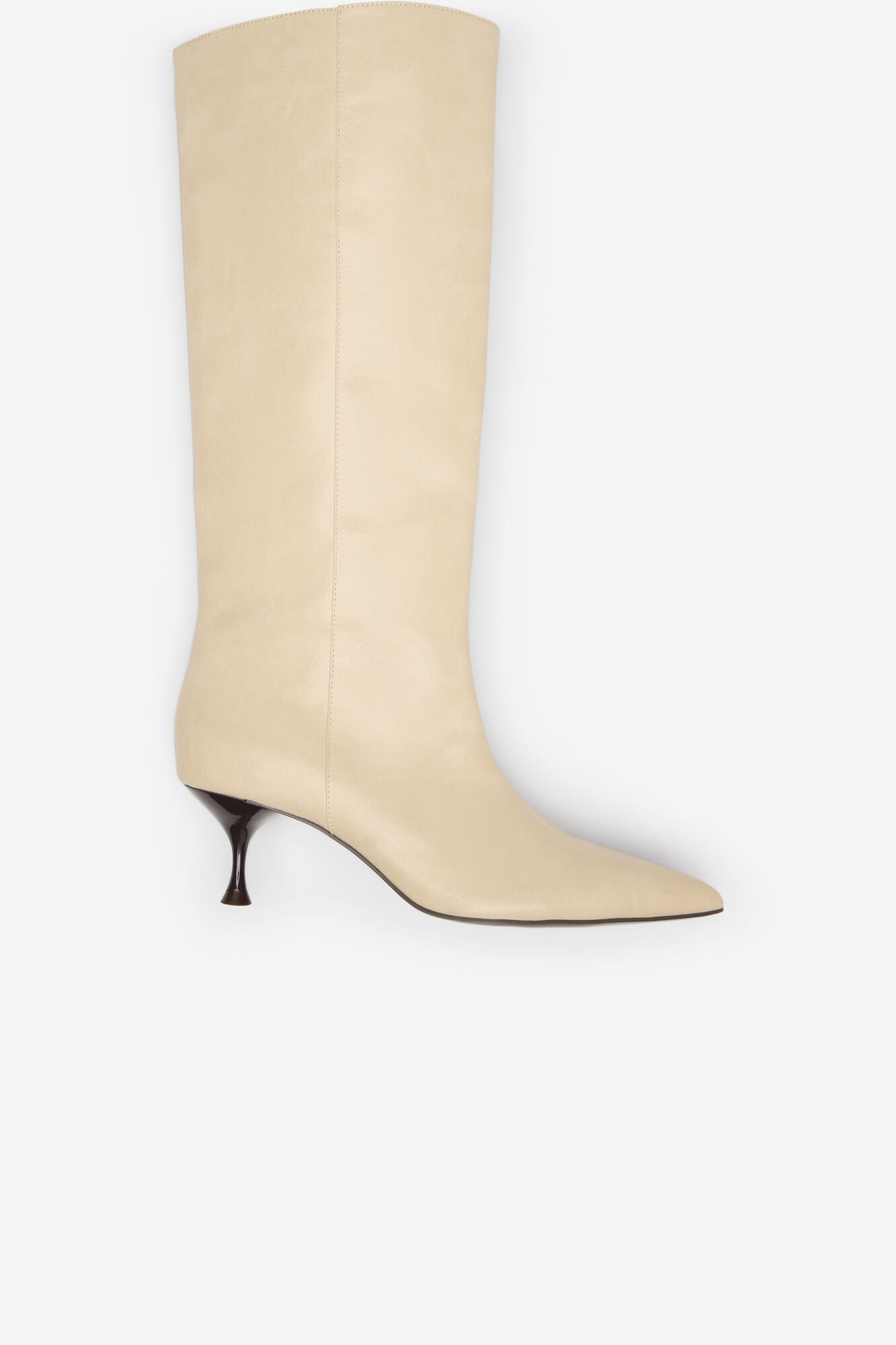 Cortefiel Coconut-effect kitten-heeled boot Beige