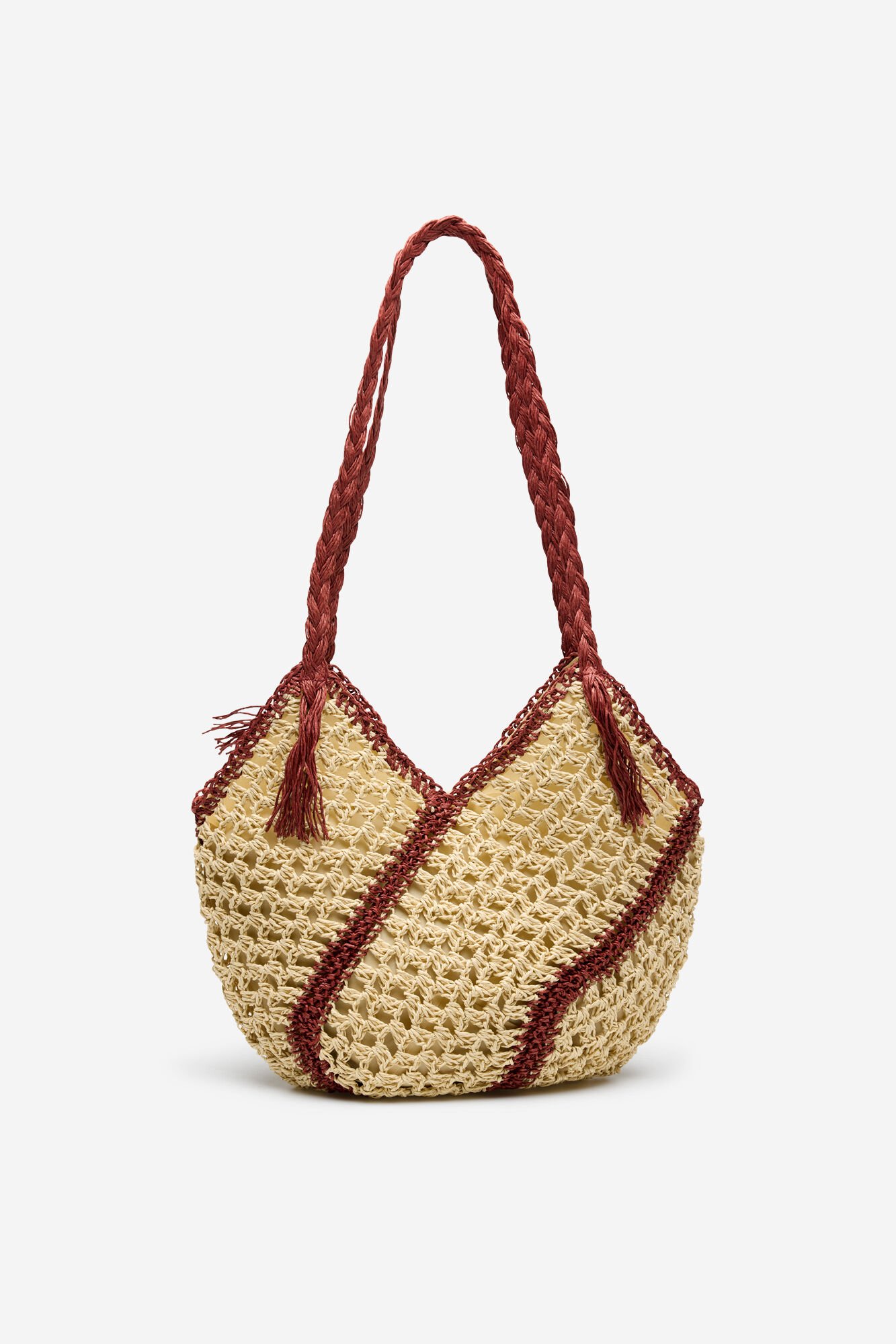 Cortefiel Braided raffia basket bag