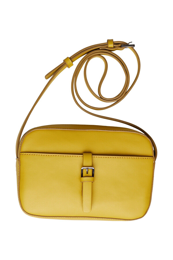 Cortefiel Small faux leather crossbody bag Yellow
