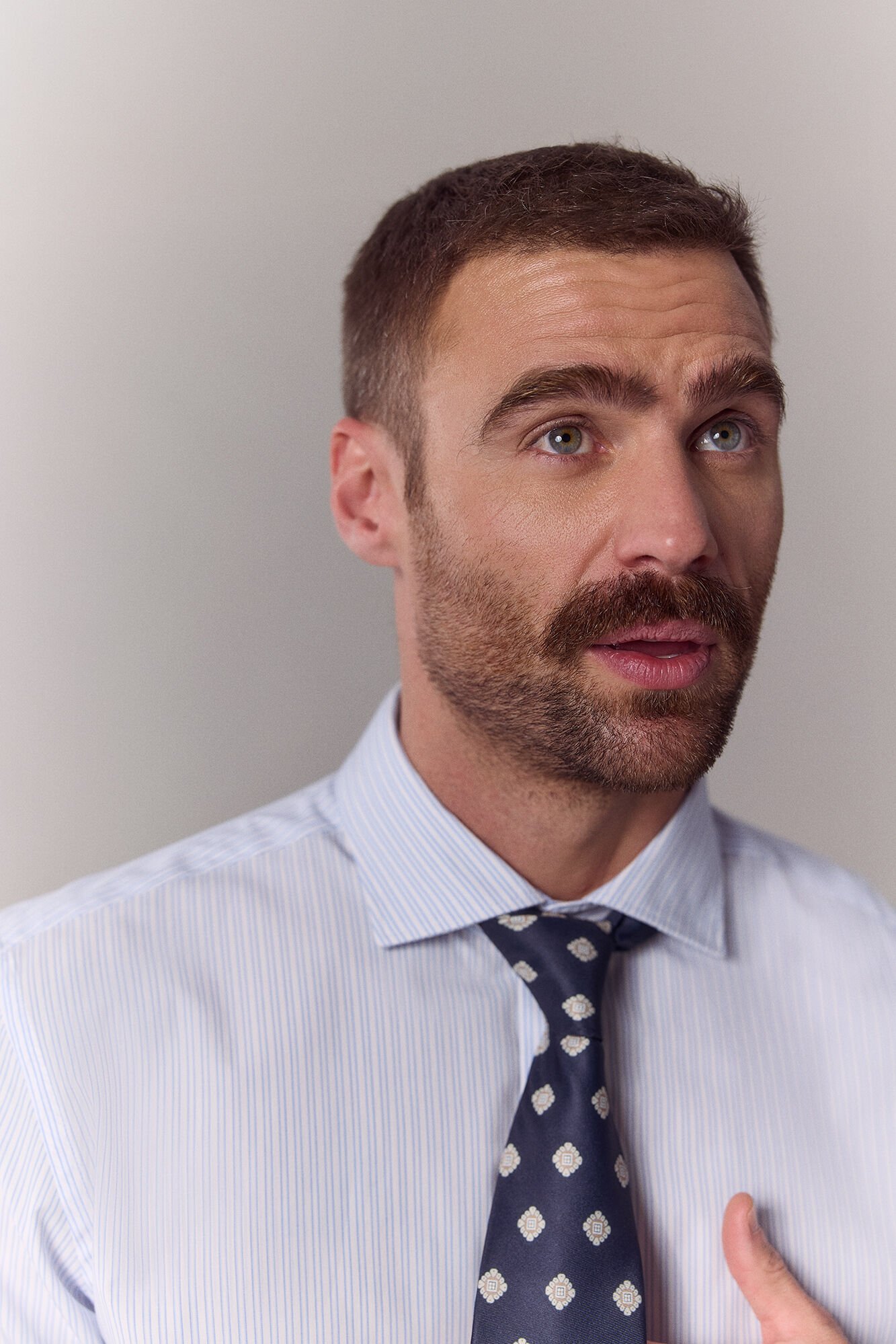 OOTO Poplin striped long sleeve shirt Blue