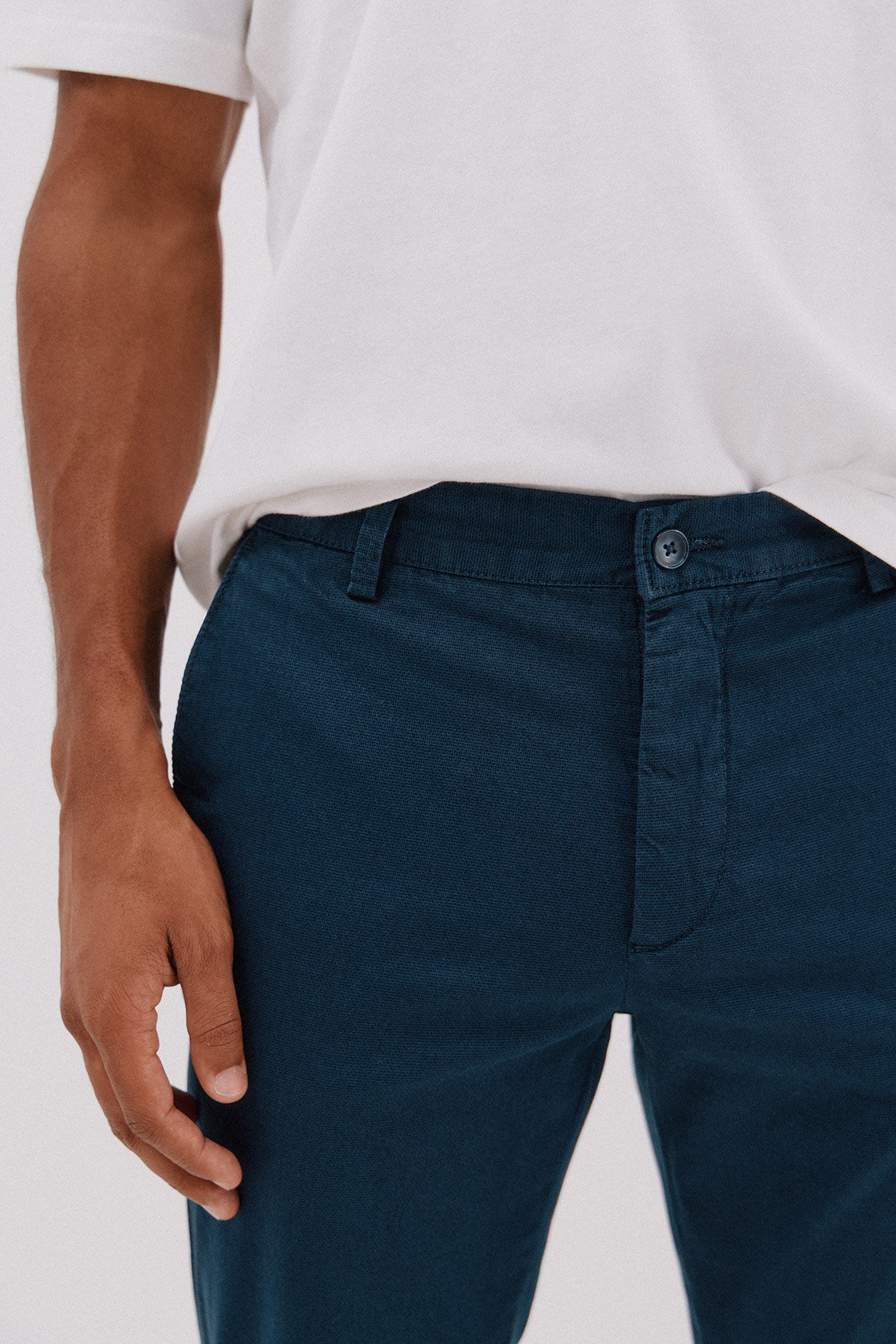 Cortefiel Slim-fit print chinos pants Blue