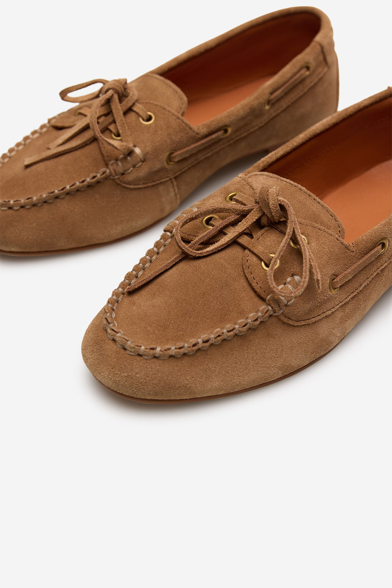 Cortefiel Mocassim de pele croute Castanho