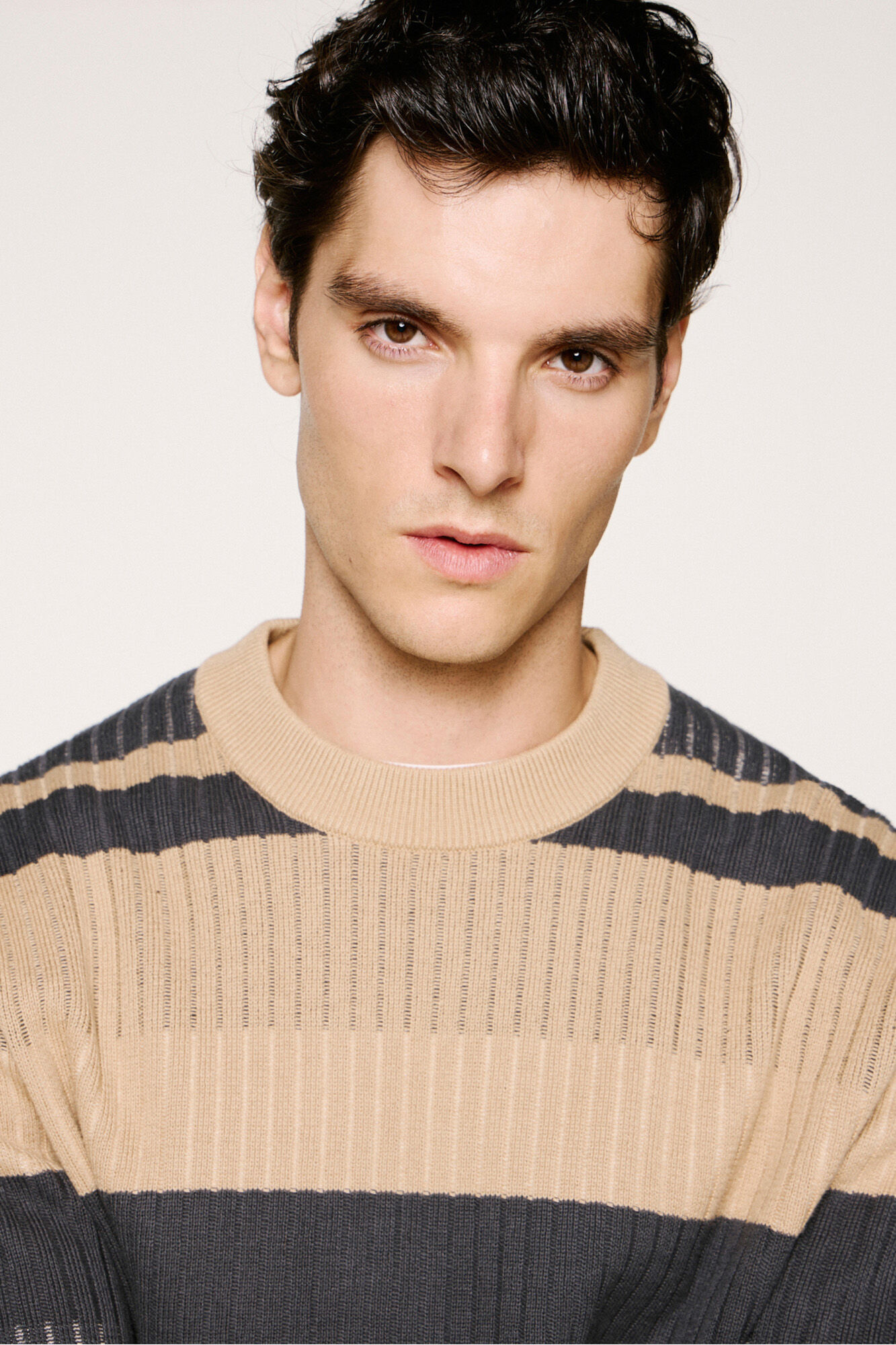 Selected Camisola riscas canelada 100% algod&atilde;o org&acirc;nico. 