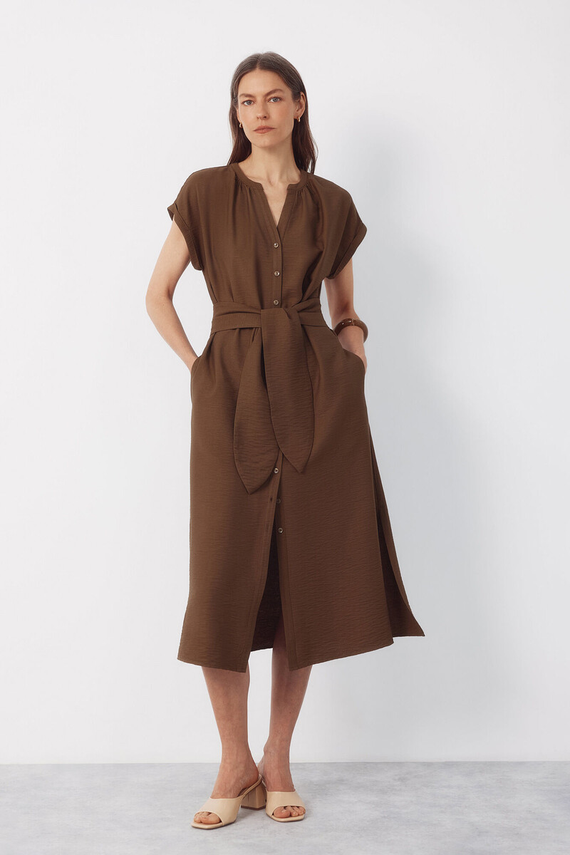 Cortefiel Belted dress Kaki