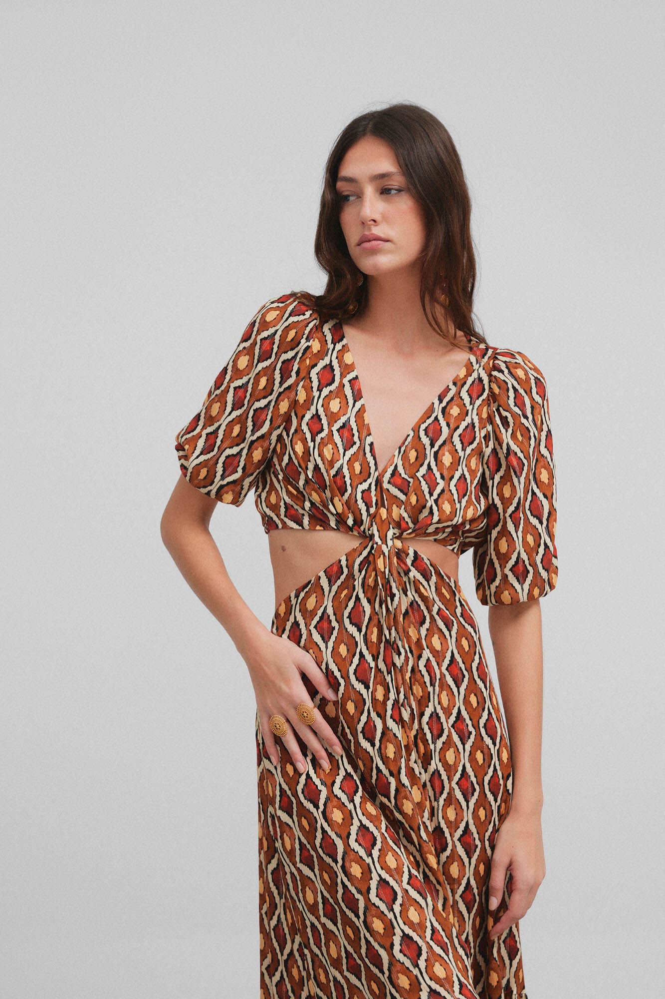 Silbon Vestido largo cut out estampado Estampado naranja