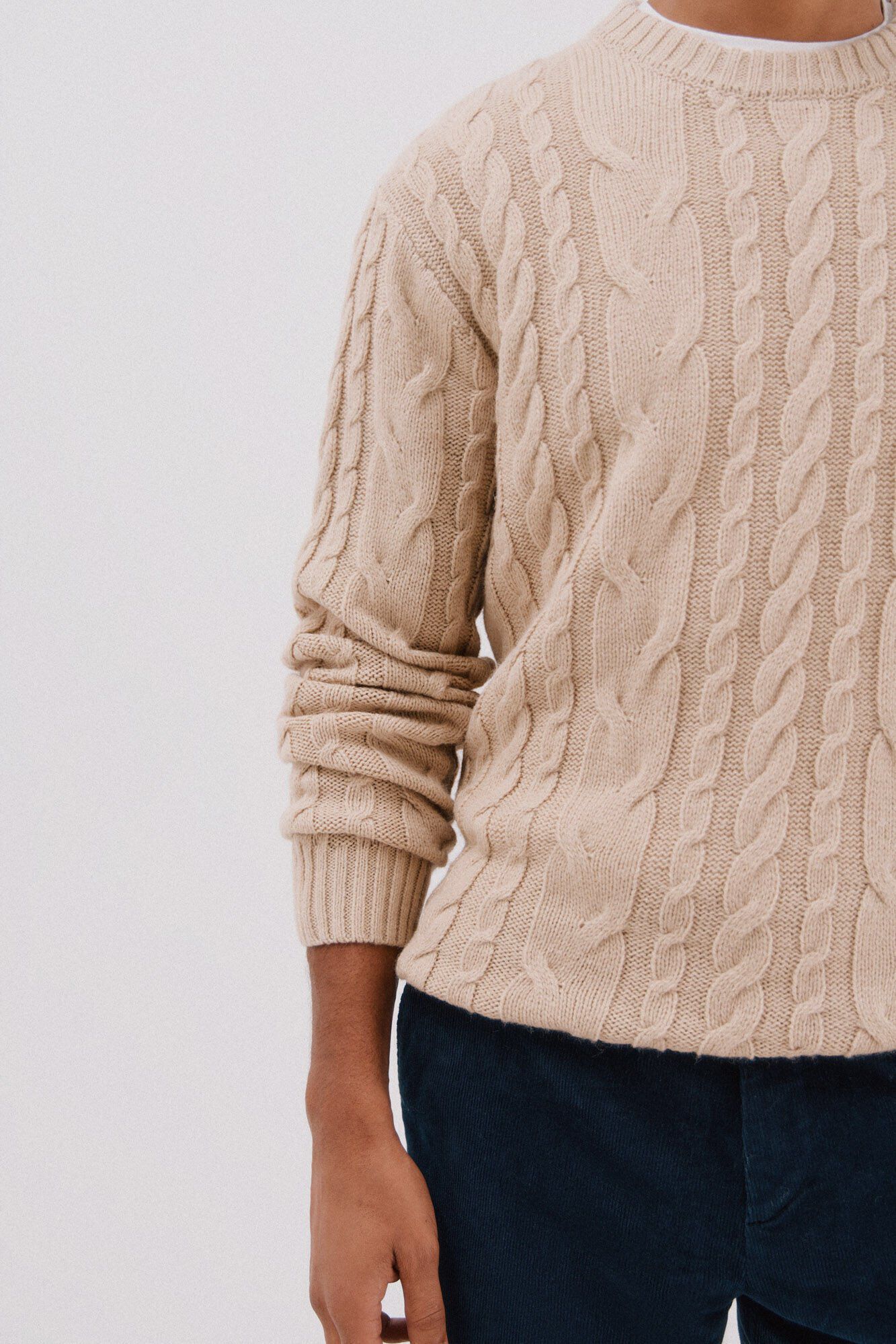 Cortefiel Su&eacute;ter de gola caixa de l&atilde; Tostado