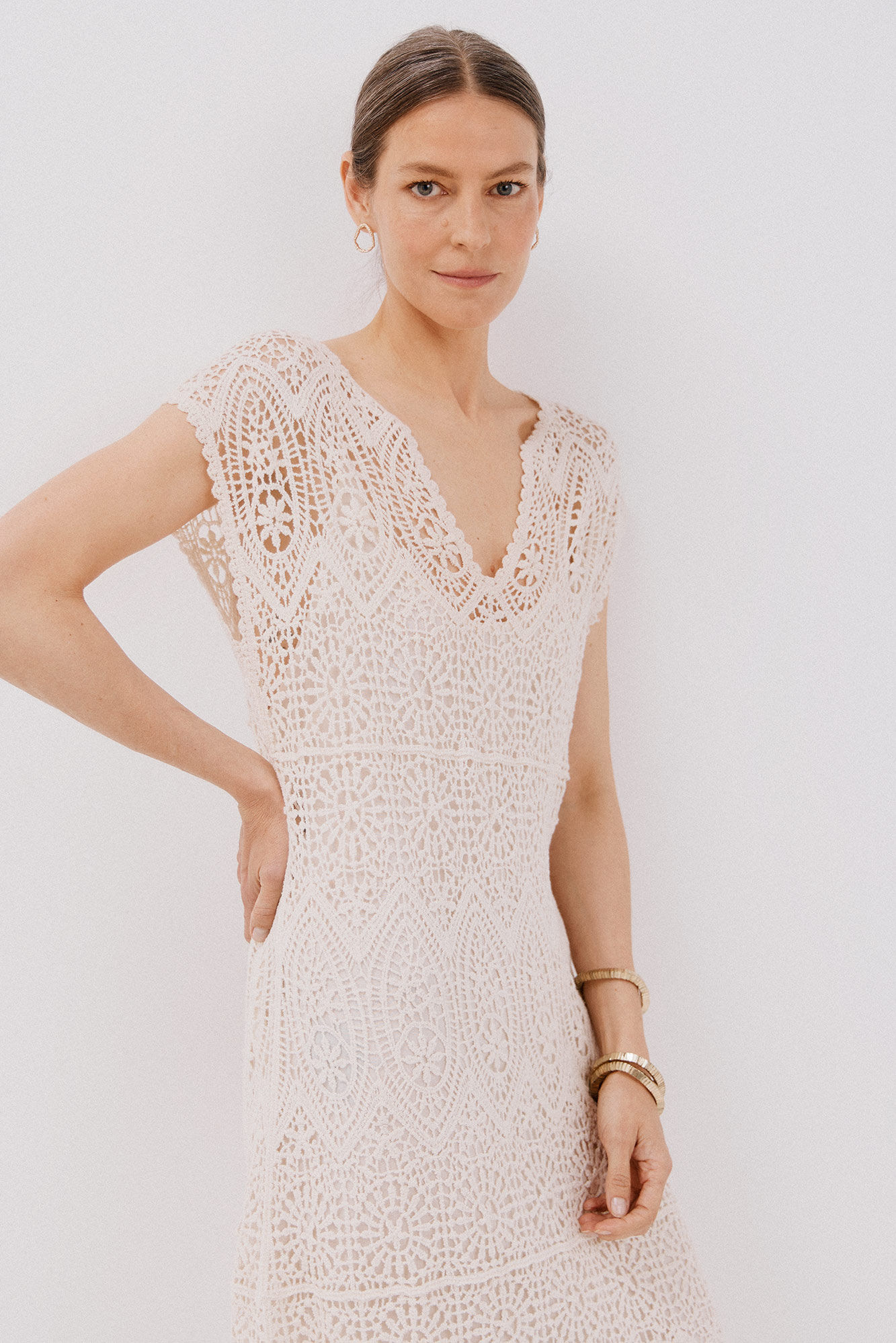 Cortefiel Crochet dress Nude