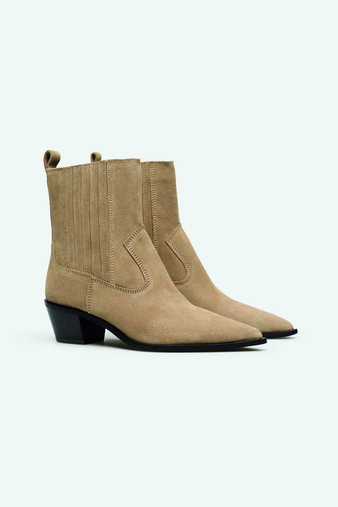 Cortefiel split leather elastic boot Nude