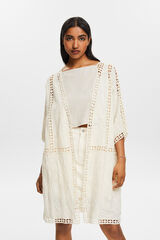 Cortefiel Short loose fit kaftan with see through details White
