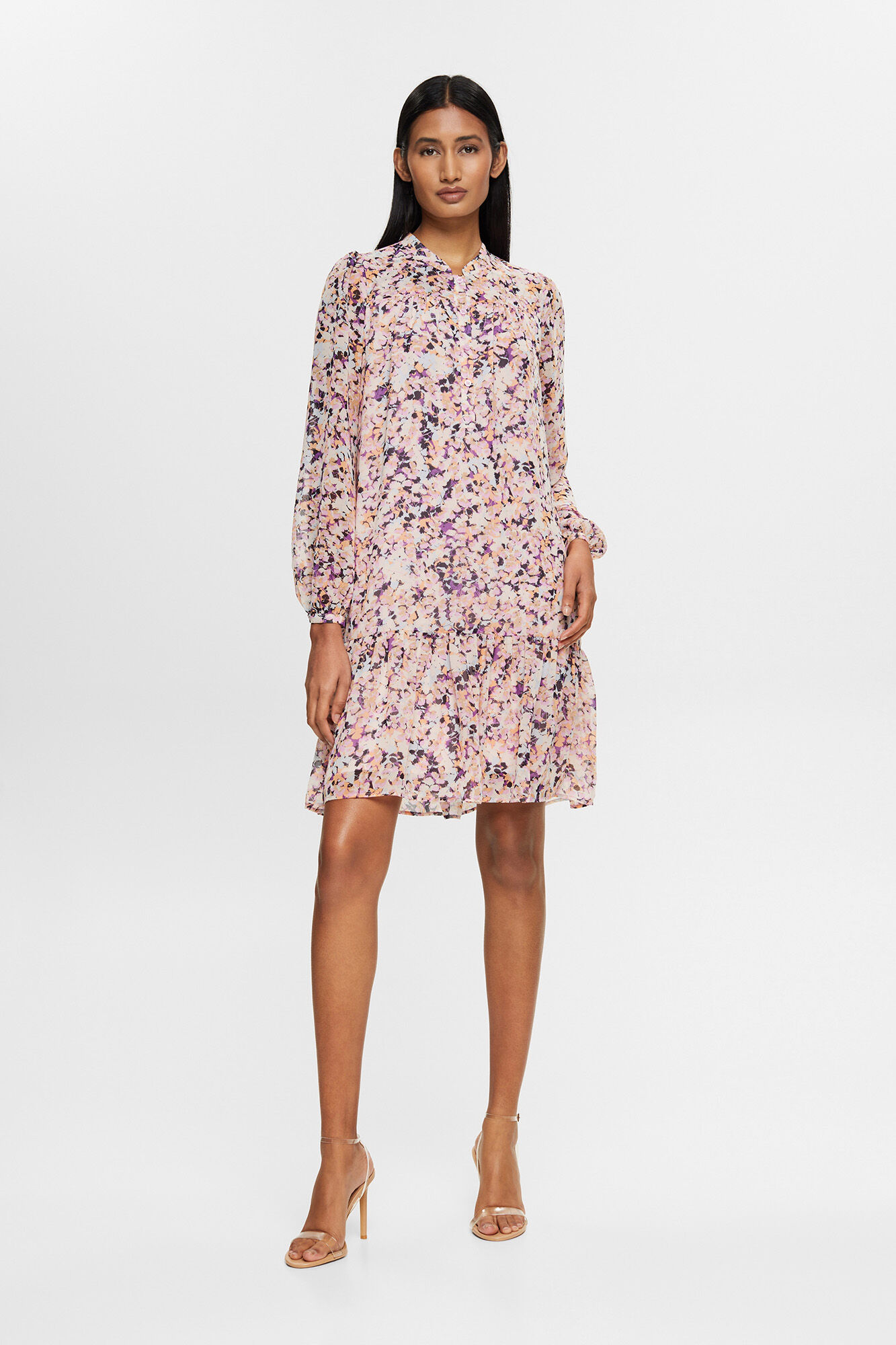 Esprit Floral print midi dress with ruffles Multicolour