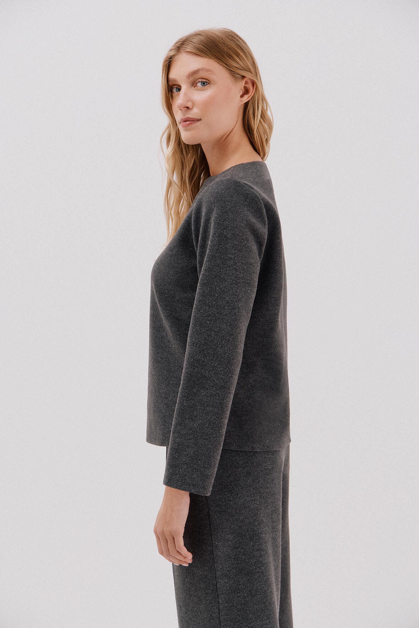 Cortefiel Top escote chimenea Gris oscuro