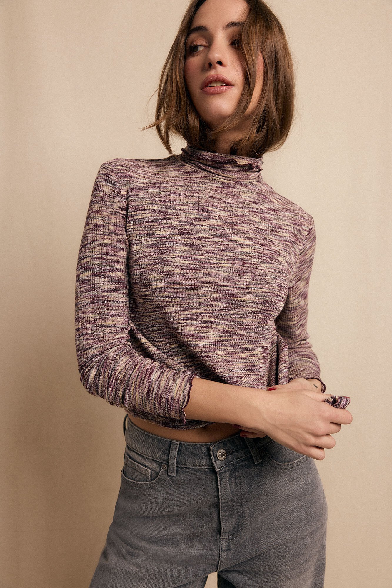 Slowlove Camiseta melange de gola alta Roxo