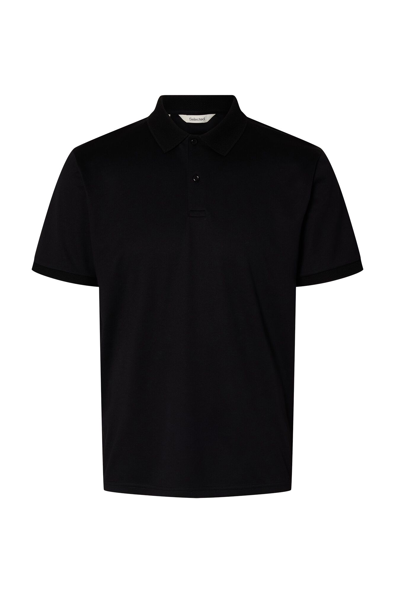 Selected Polo b&aacute;sico em piqu&eacute; Preto
