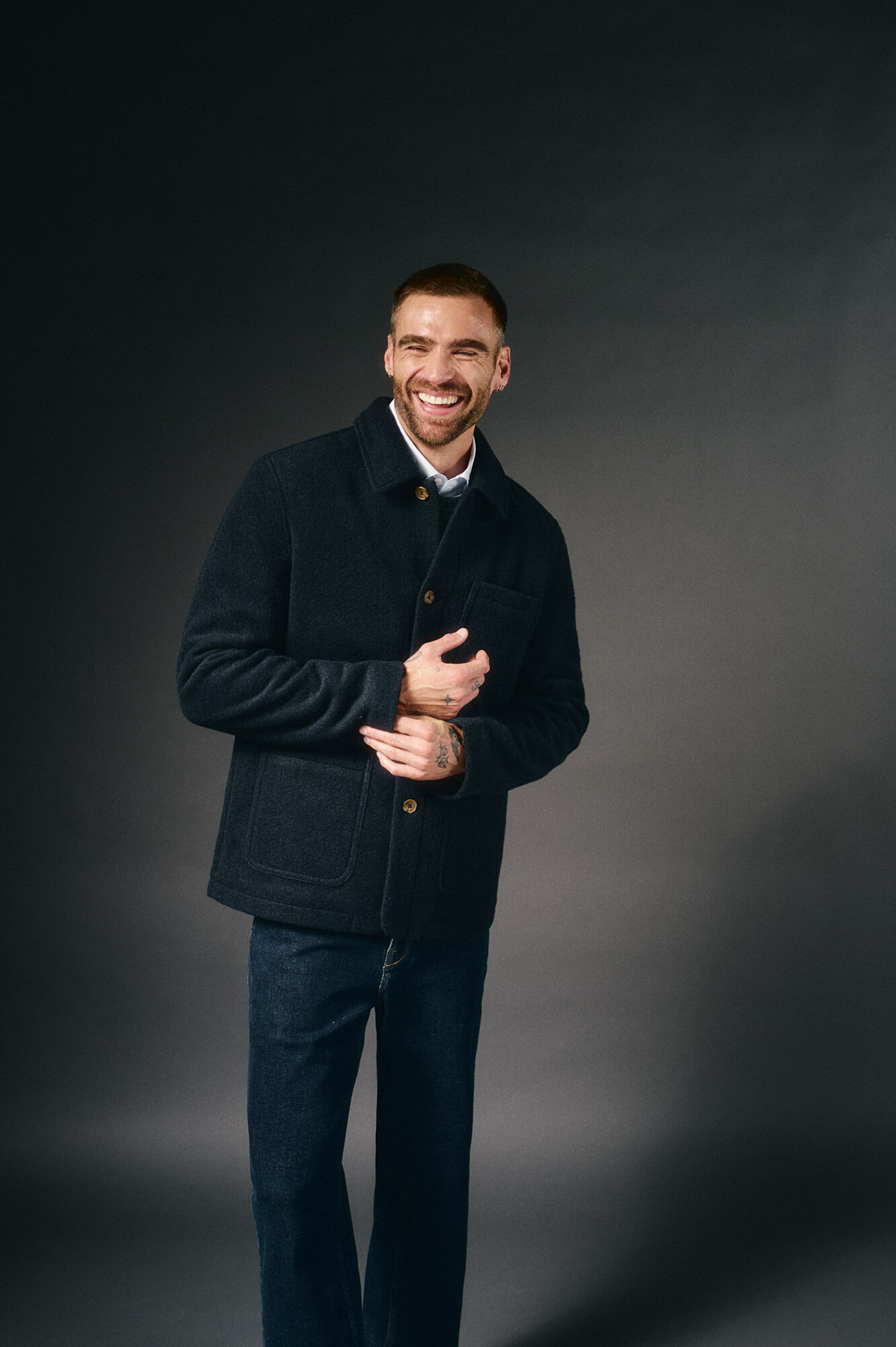 OOTO Sobrecamisa boucl&eacute; gola camiseira Azul