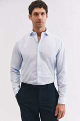 Cortefiel Striped cotton shirt Blue