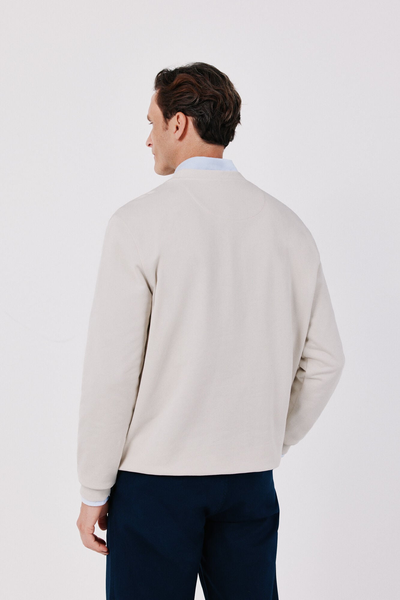 Cortefiel Crew neck sweatshirt Ivory