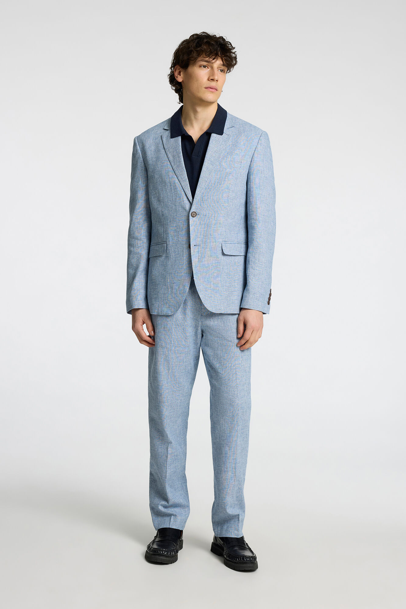 Selected Americano feito de linho Azul