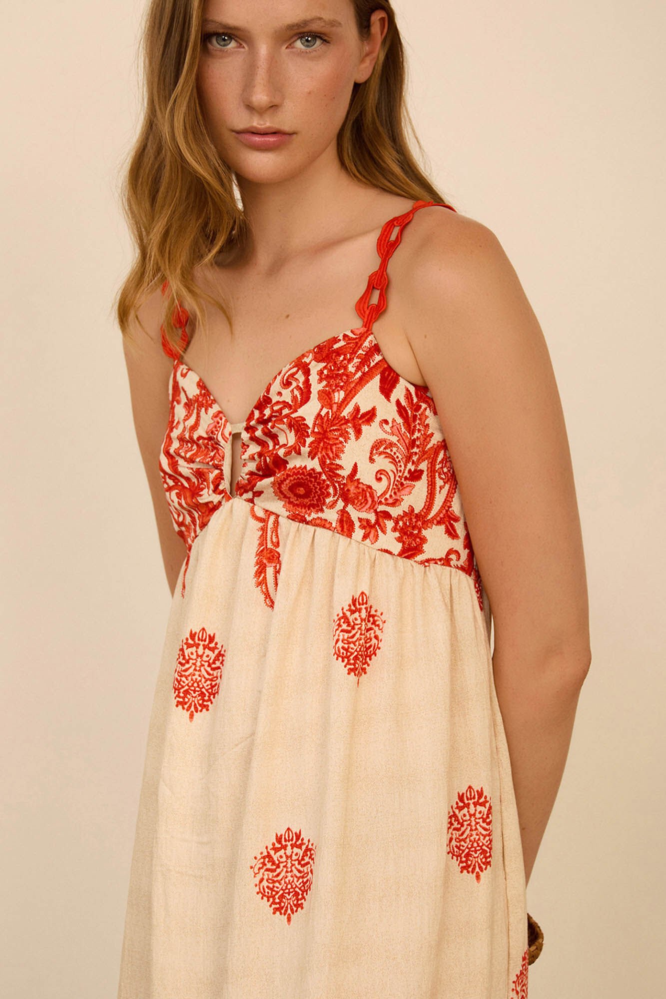 Meisie Printed long dress Printed white