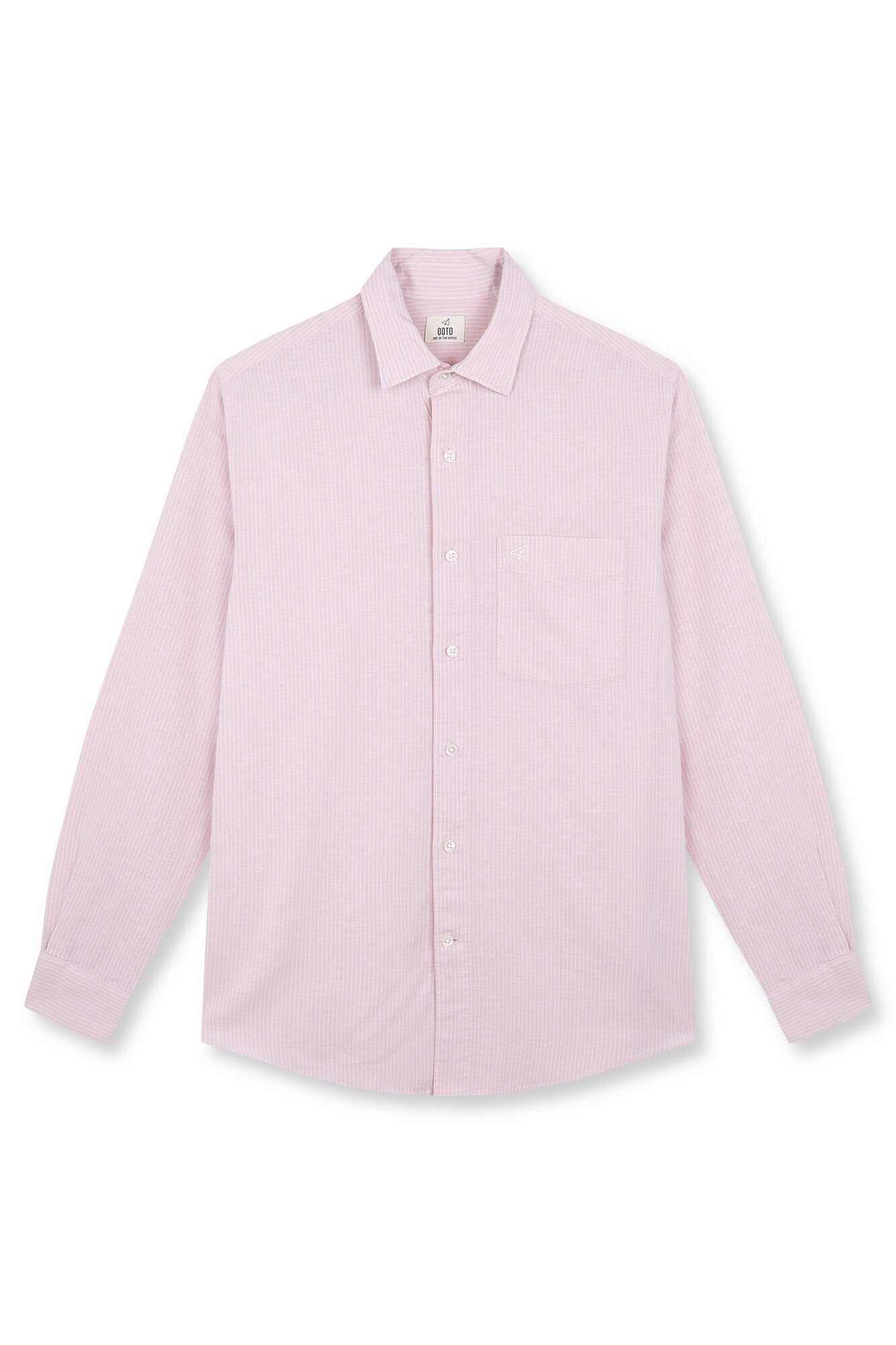 OOTO Camisa em algod&atilde;o e linho &agrave;s riscas Subiu