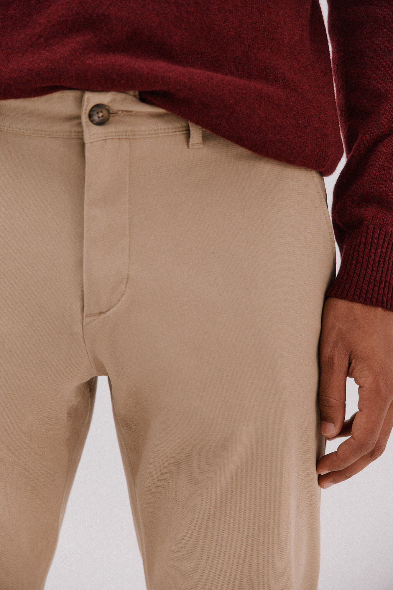 Cortefiel Slim-fit print chinos pants Beige