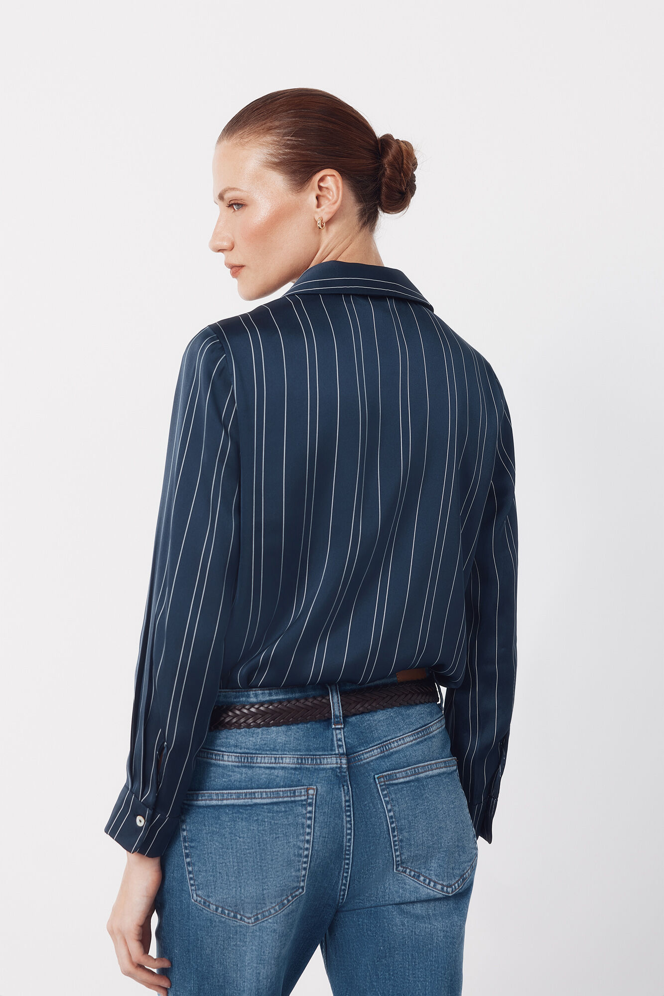 Cortefiel Satin-finish shirt Printed blue