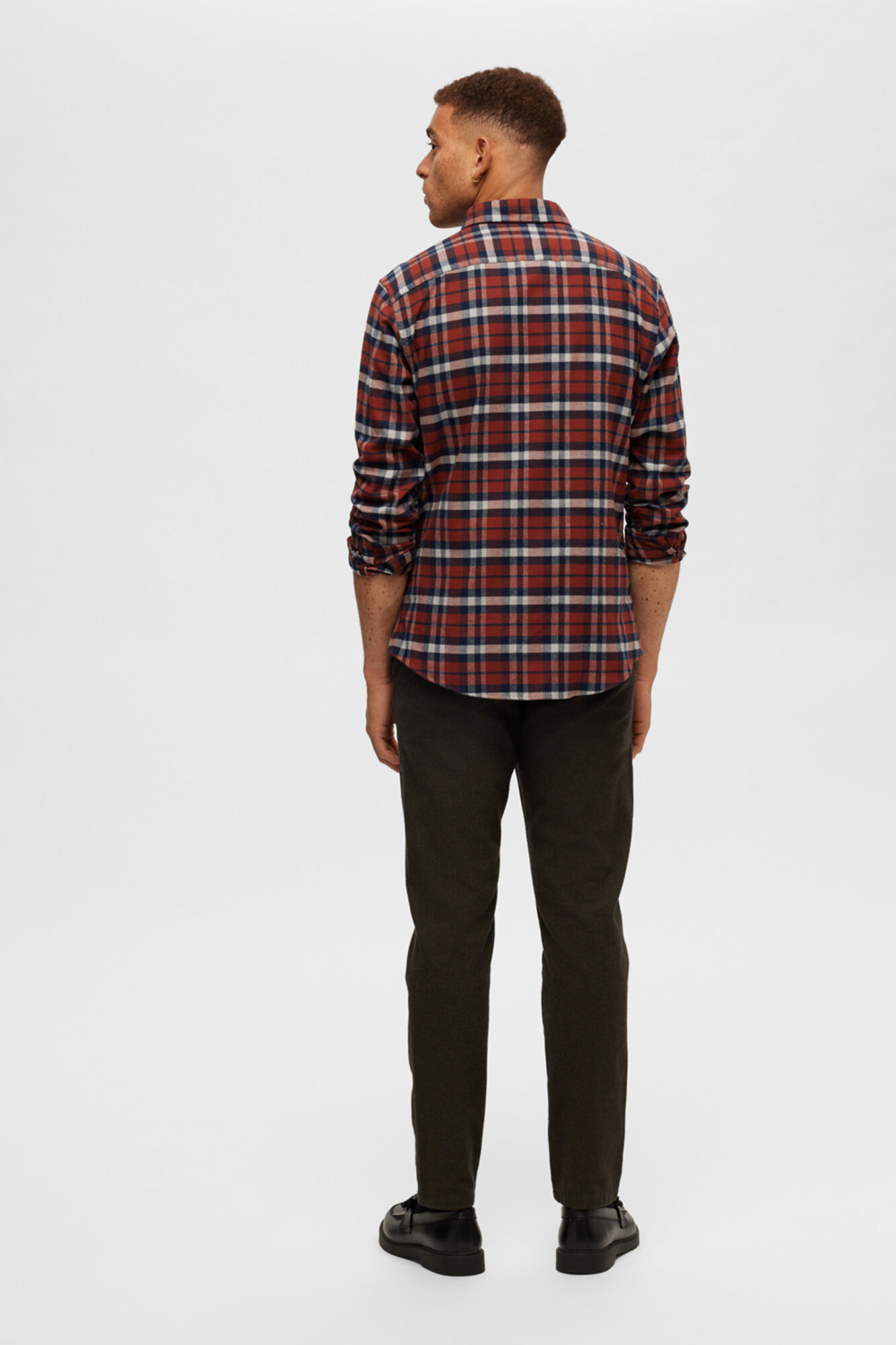 Selected Camisa de manga comprida com corte slim Vermelho