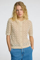 Cortefiel Cardigan de malha de manga manga curta Cinzento