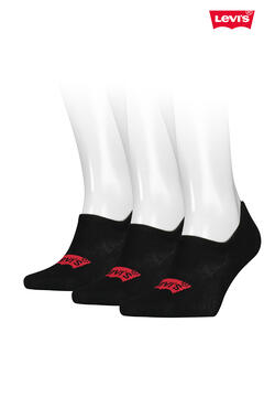 Cortefiel Pack Levi’s® de 3 pares de calcetines invisibles unisex con logo de ala de murciélago. Negro
