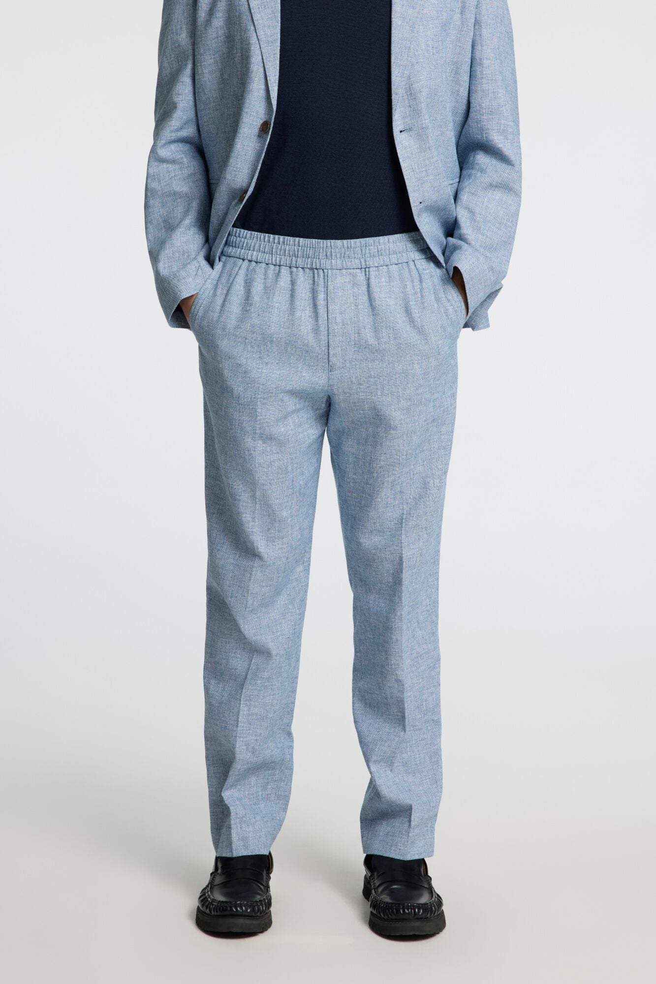 Selected Cal&ccedil;a de linho de vestir Azul