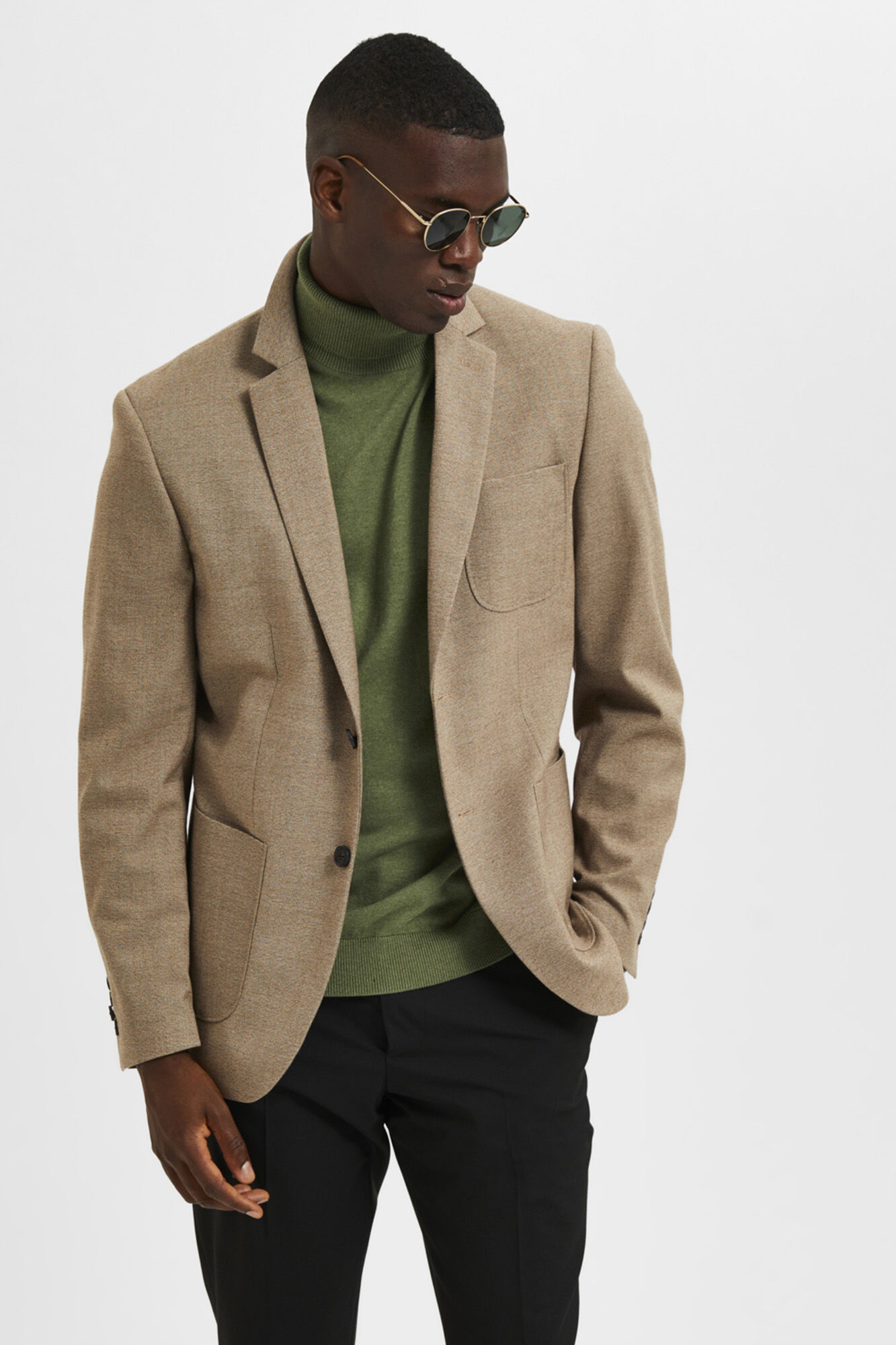 Selected Blazer slim fit elaborado com materiais reciclados Castanho