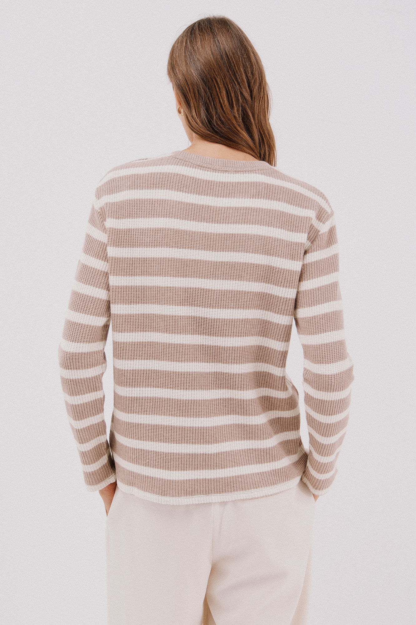 Cortefiel striped structured sweatshirt Beige