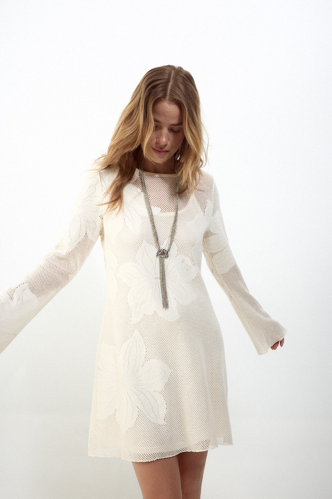 Slowlove Vestido em malha Ecru