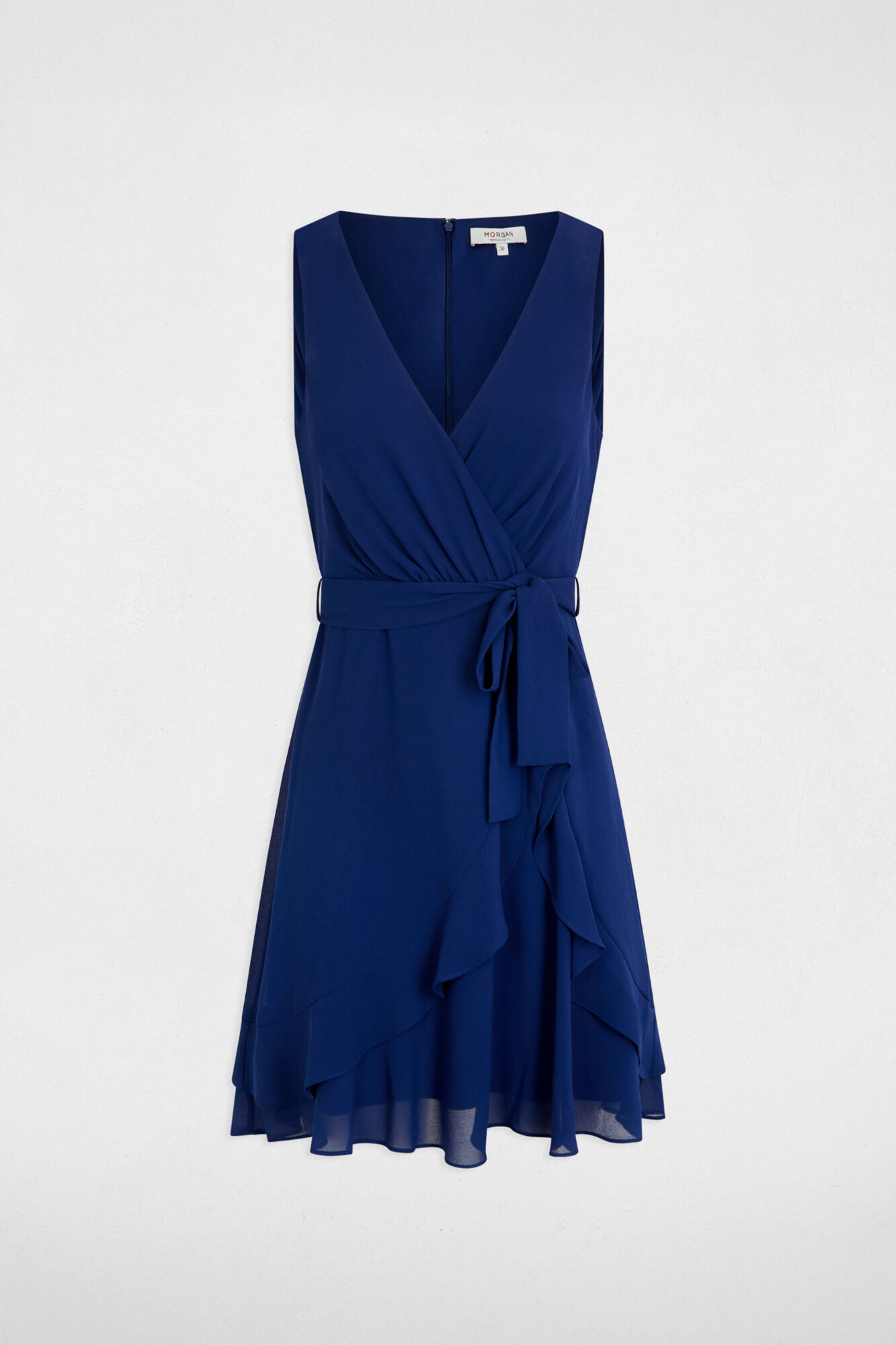 Morgan Vestido curto cruzado Azul