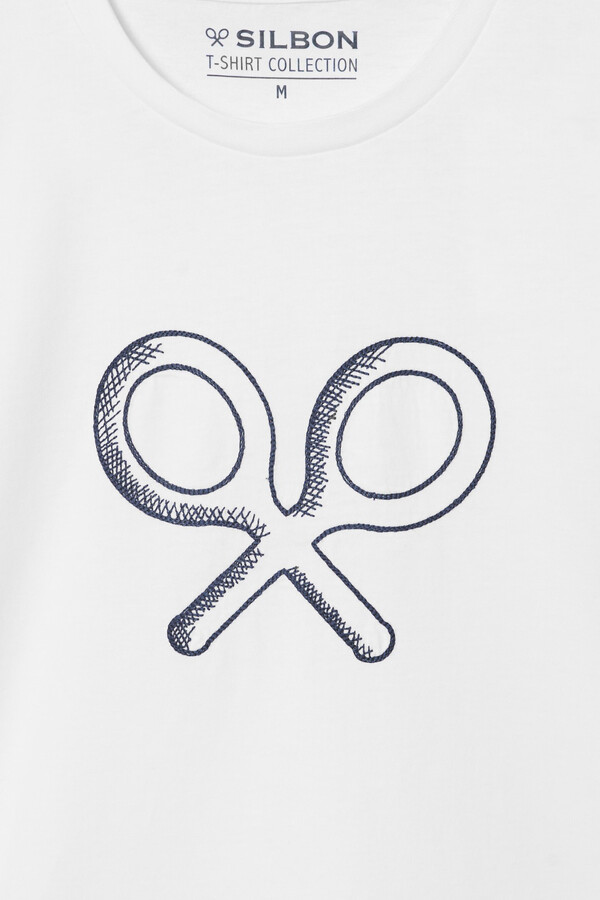 Cortefiel Embroidered racket T-shirt White