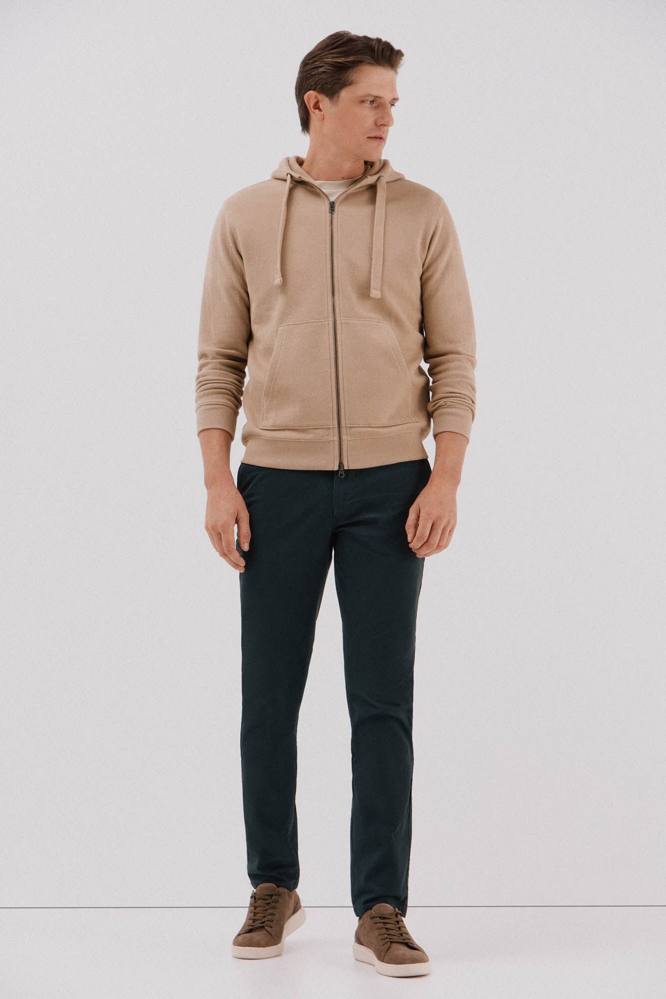 Cortefiel Hooded cardigan Beige