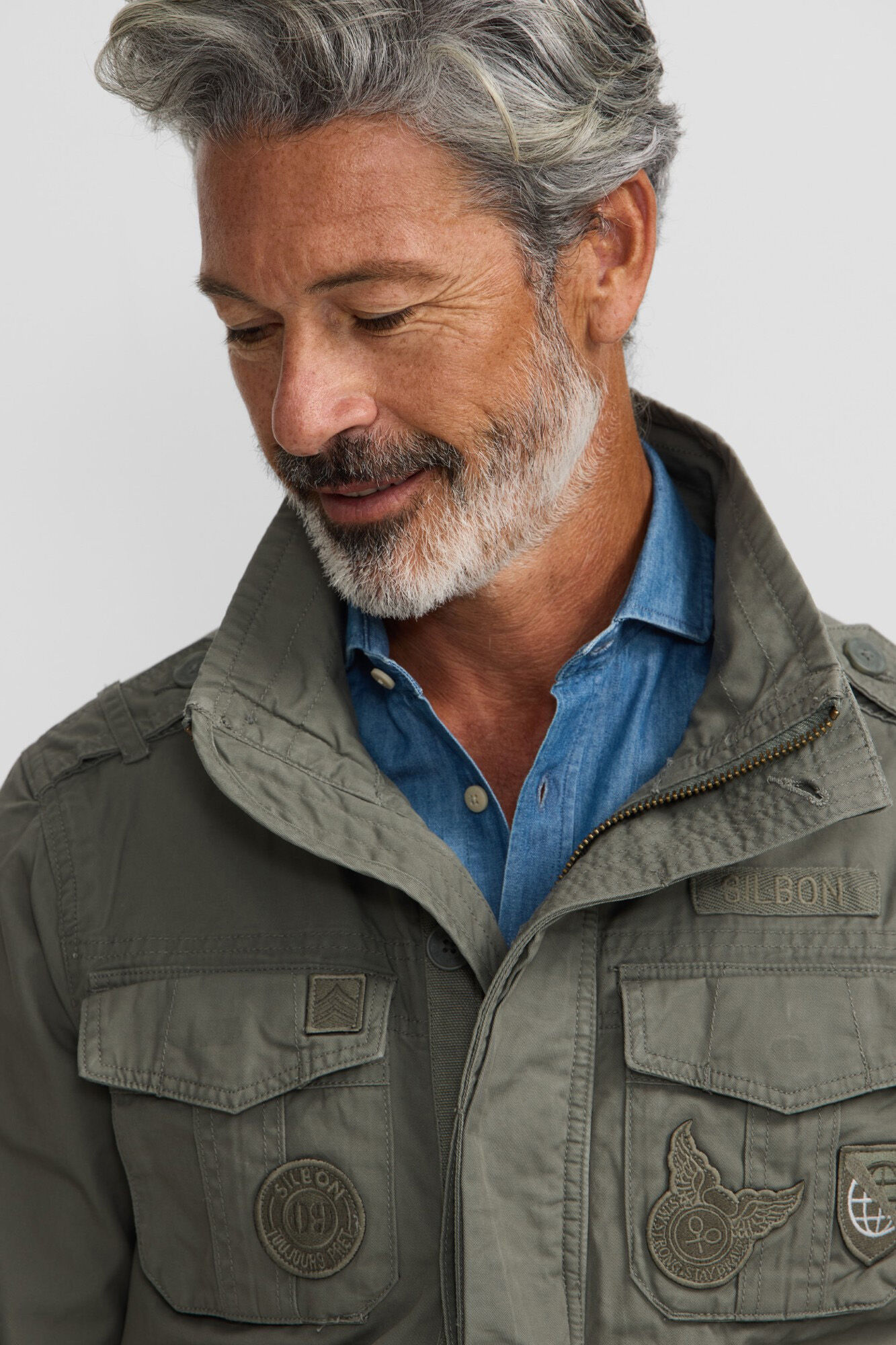 Silbon Casaco militar com manchas tingidas