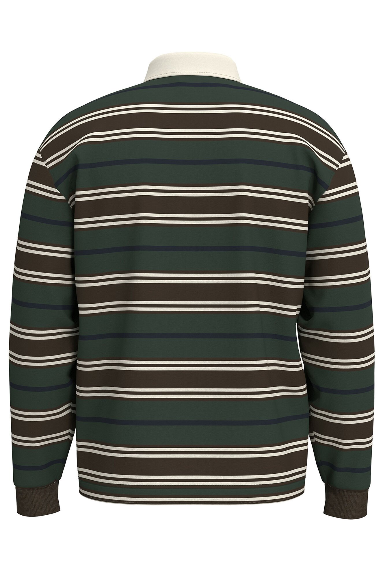 Selected Polo estilo rugby feita de 100% algod&atilde;o org&acirc;nico. Verde