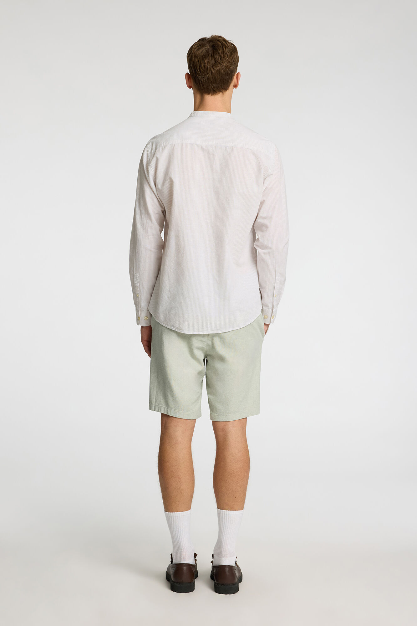 Selected Camisa de linho com gola mao Cinzento