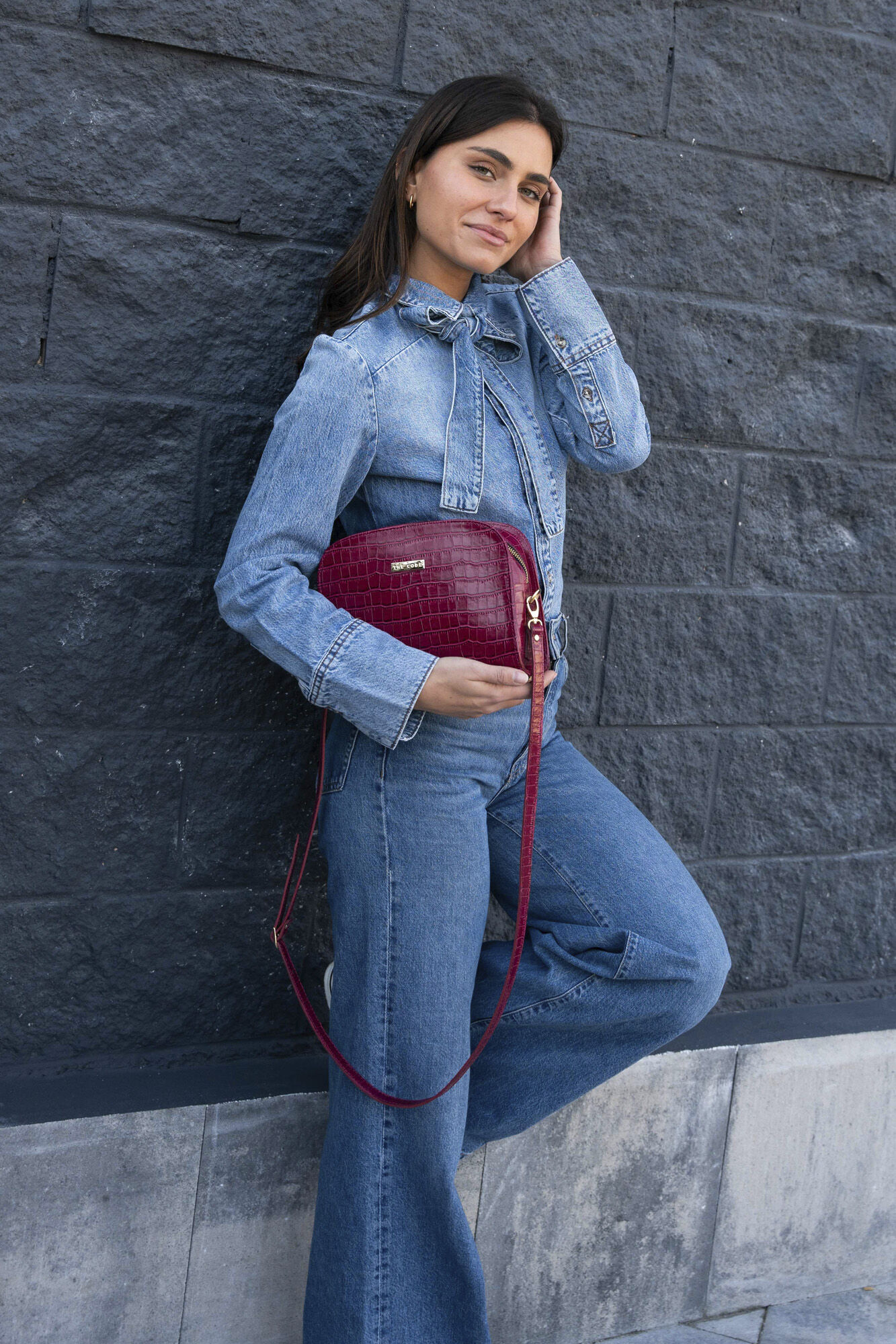 The Code Bolsa Cassandra em pele framboesa Granada