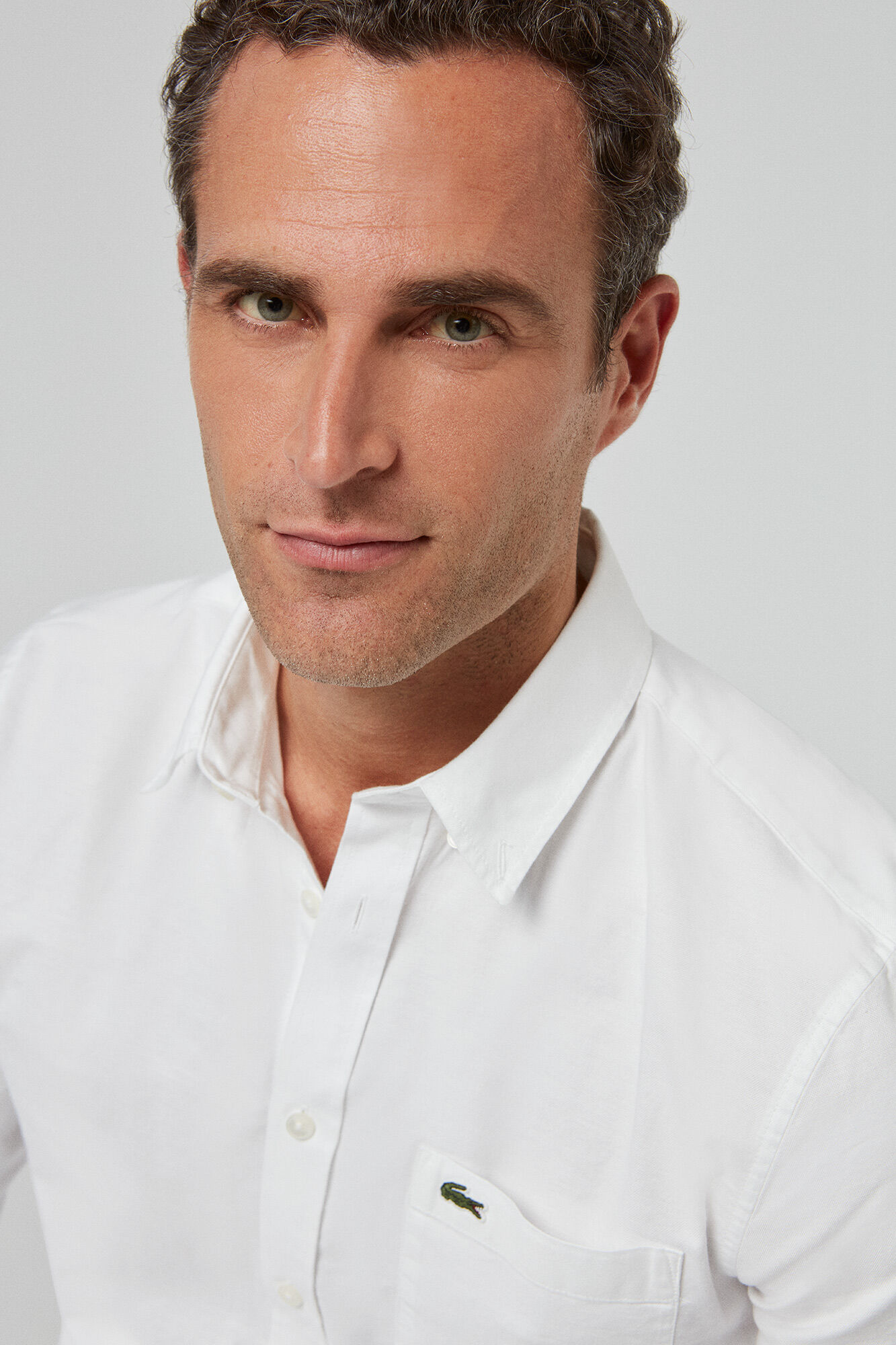 Lacoste Camisa con cuello abotonado Blanco