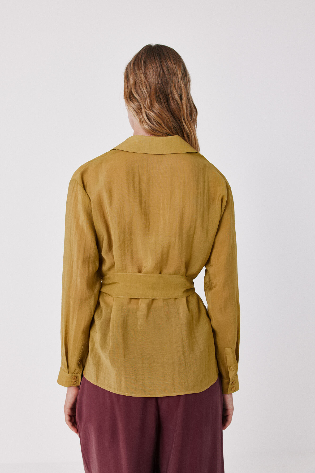 Cortefiel Lightweight wrap blouse Yellow
